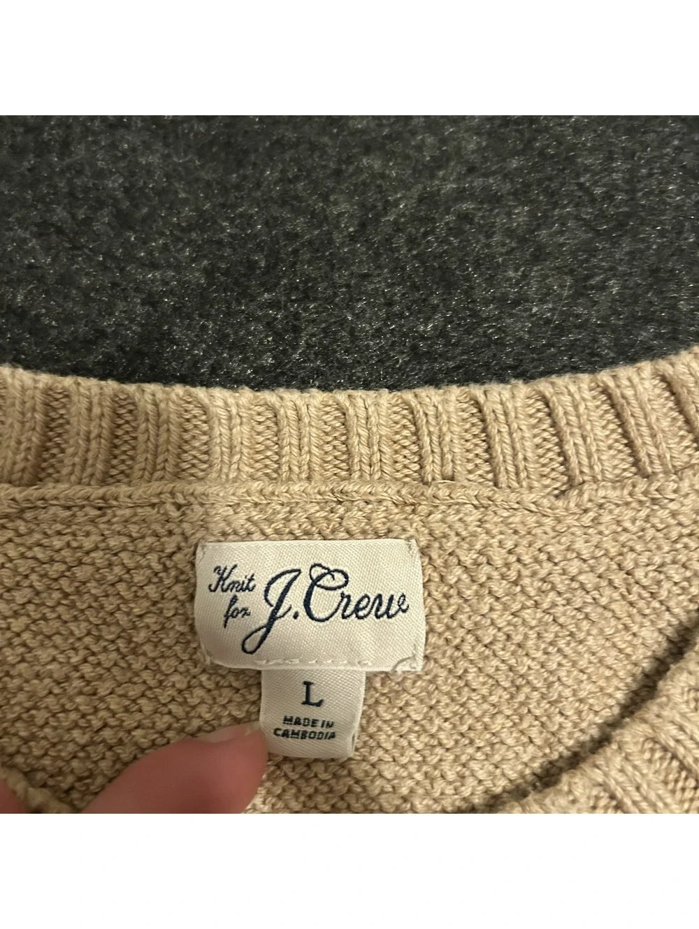 J.Crew Pullover Crewneck Sweater Mens Tan Beige Chunky Waffle Knit Size Large